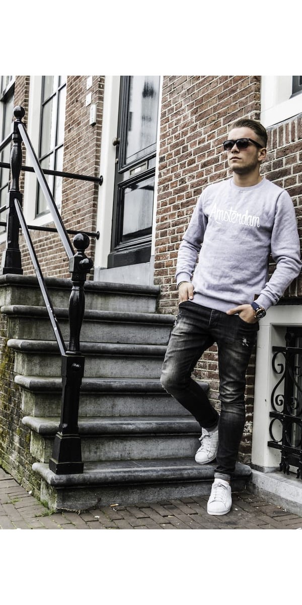 Sweater grijs | Amsterdam wit