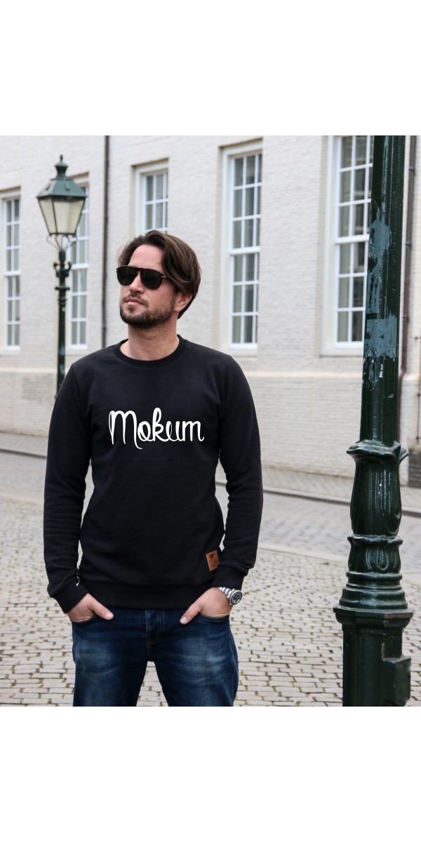 Sweater zwart | Mokum wit