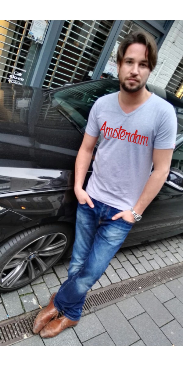 Shirt grijs | Amsterdam rood