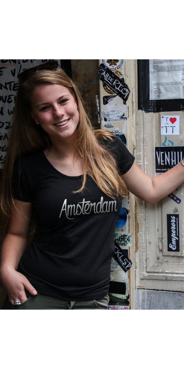Shirt zwart | Amsterdam wit