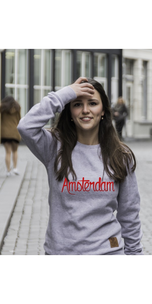 Sweater grijs | Amsterdam rood