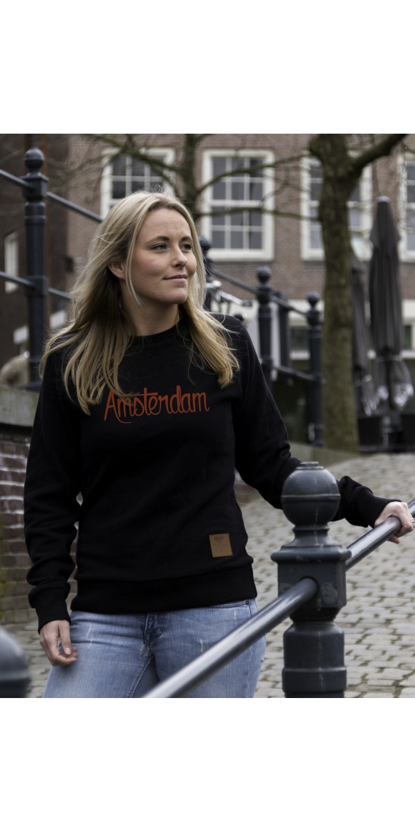 Sweater zwart | Amsterdam rood