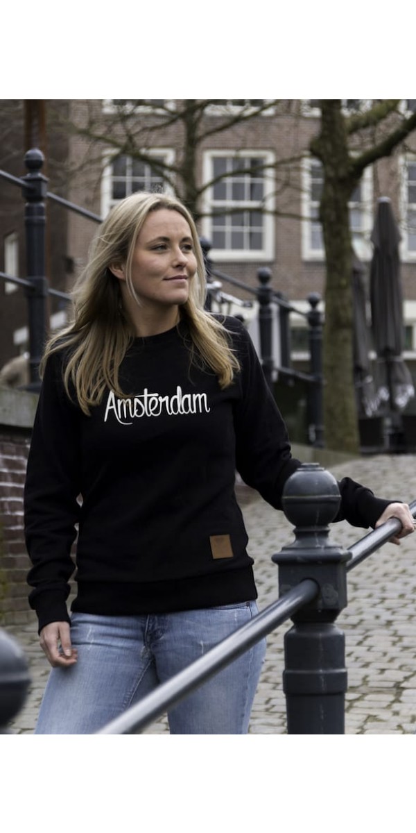 Sweater zwart | Amsterdam wit