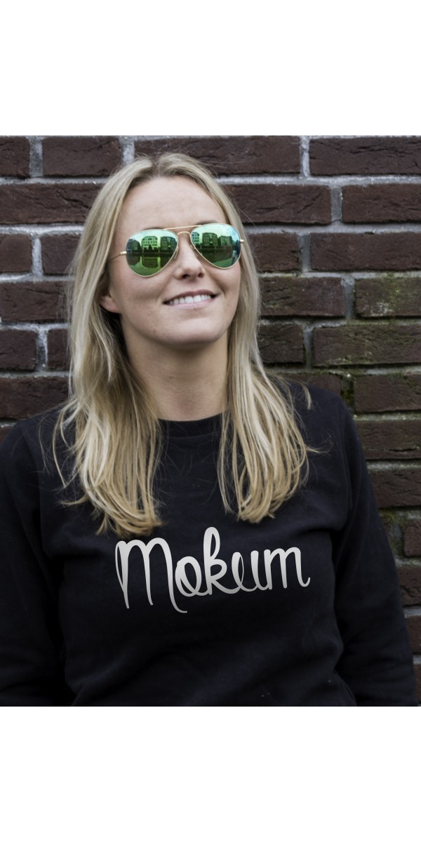 Sweater zwart | Mokum wit