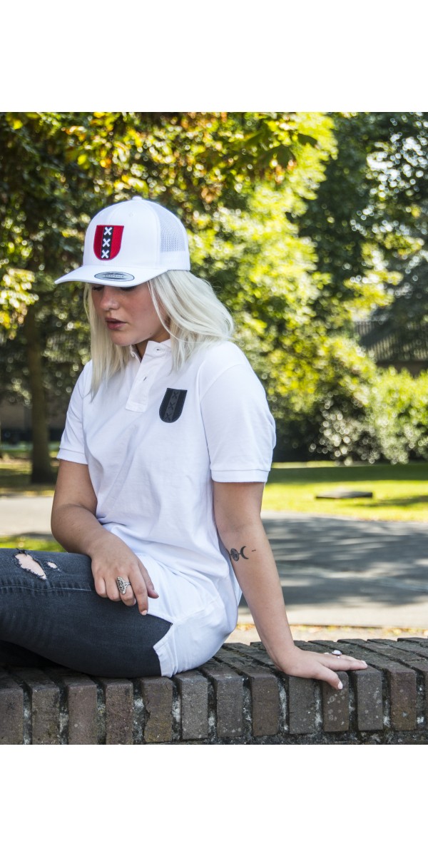 Truckercap Wit | Embleem Amsterdam Rood