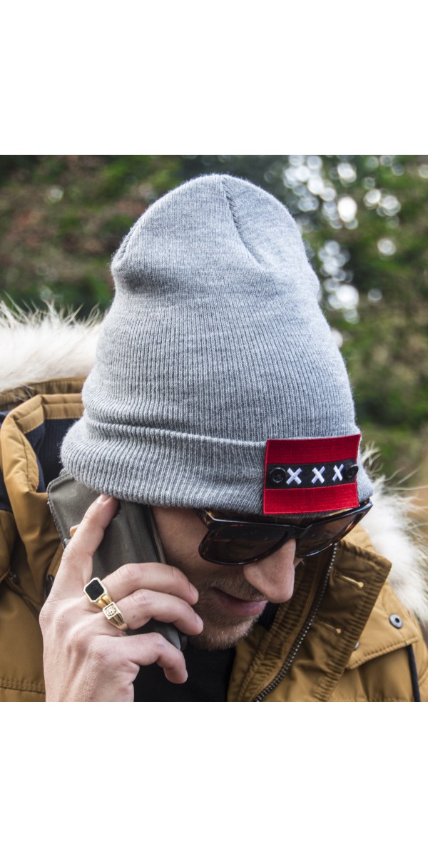 Long Beanie | Rood Embleem Amsterdam 