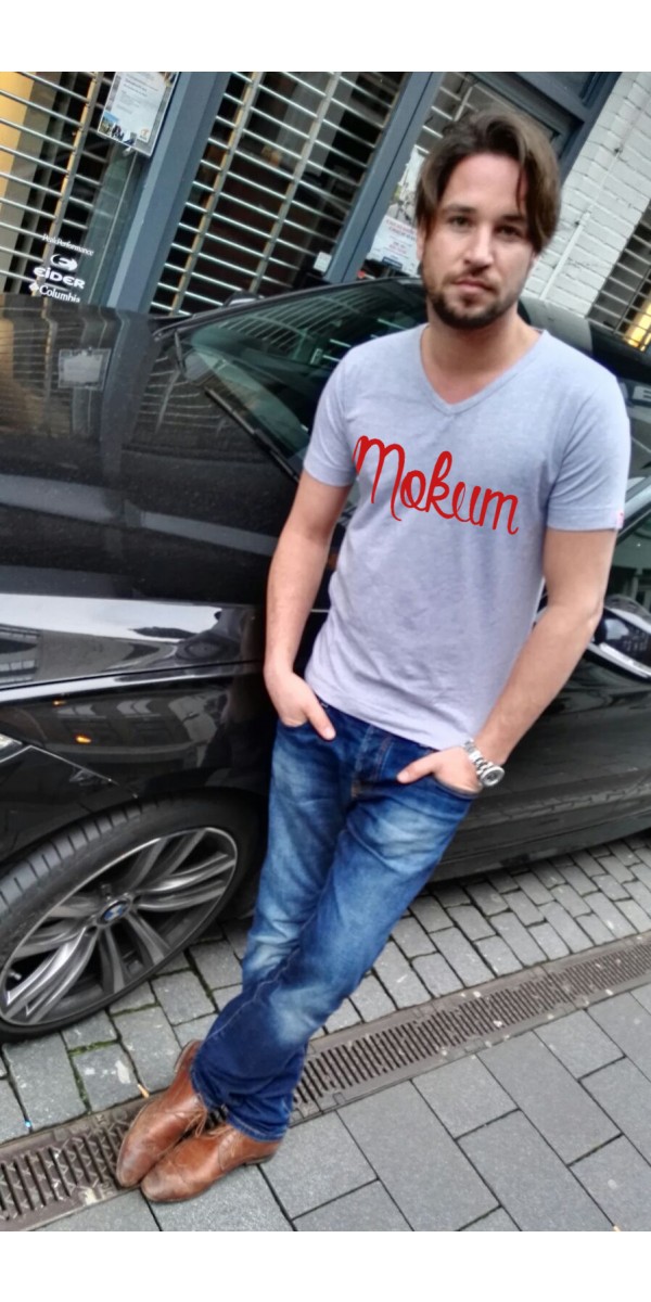 Shirt grijs | Mokum rood